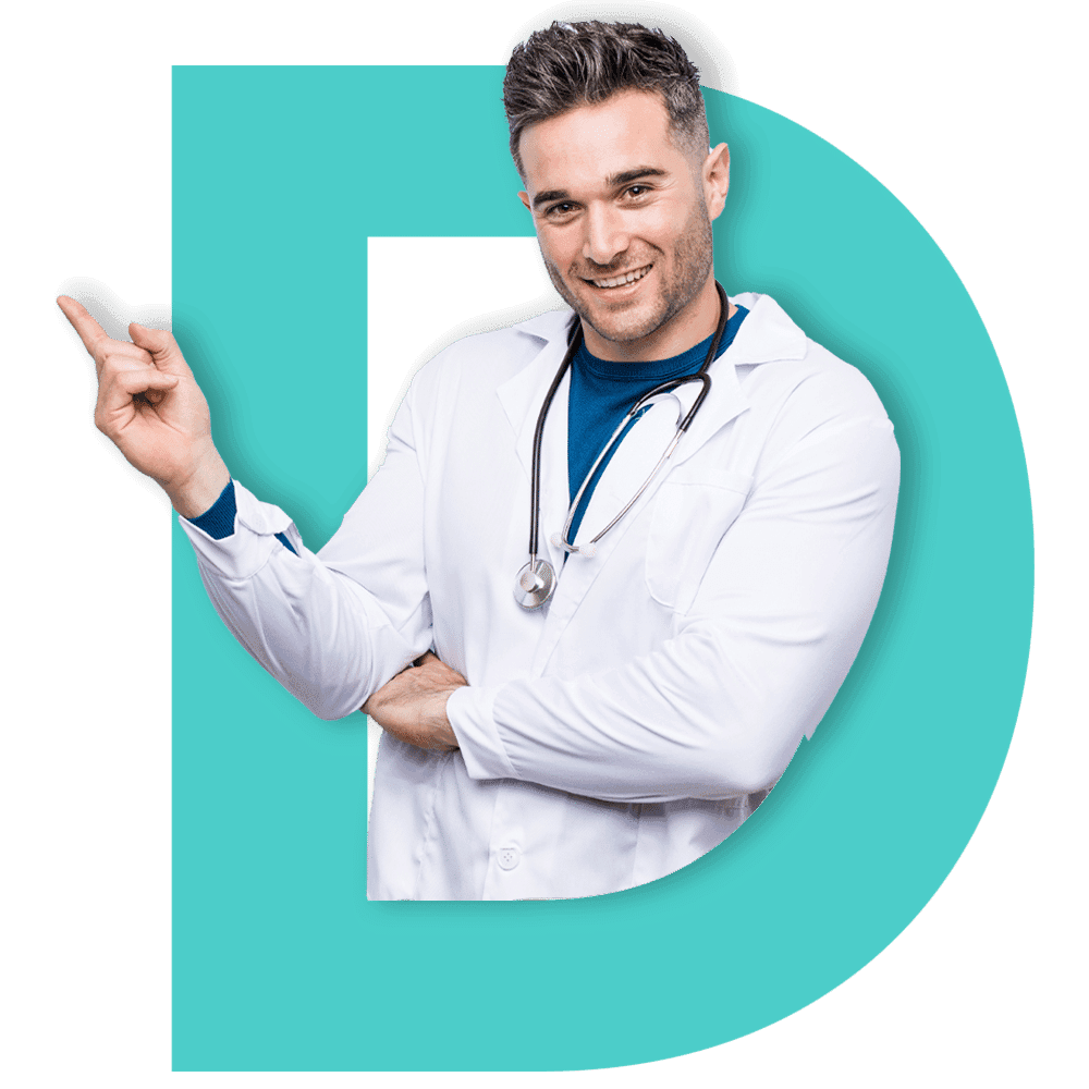 Immagine di un medico che indica