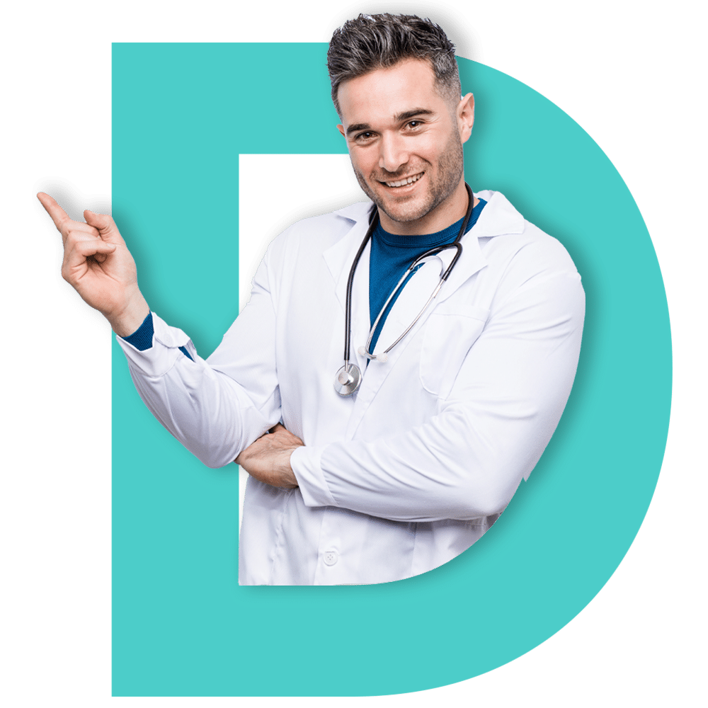 Immagine di un medico che indica